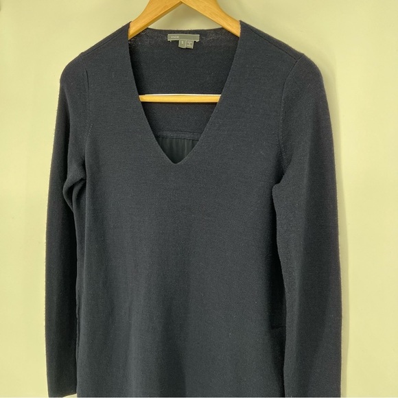 Vince Wool Dark Navy Blue Mixed Media Sweater Dress Size small - Picture 12 of 15